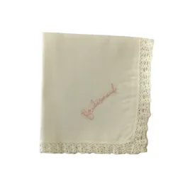 Bridesmaid Hankie w/ Pink Embroidered Lettering