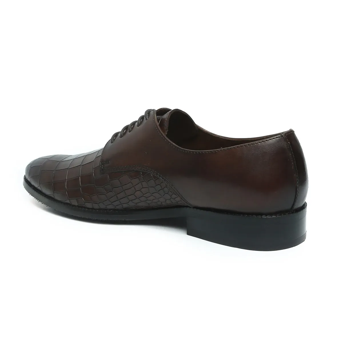 Brown Lace-Up Shoes with Deep Cut Leather Toe by Brune & Bareskin