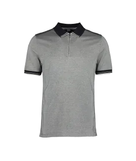 Bynoel Boxford Weave Zip Neck Polo SS - Navy