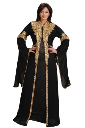 Caftan Dress With Golden Beads