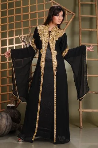 Caftan Dress With Golden Beads