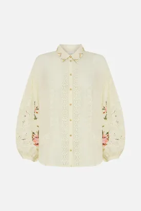 Camilla Embroidered Balloon Sleeve Shirt Blouse - In Honour Of Heirlooms