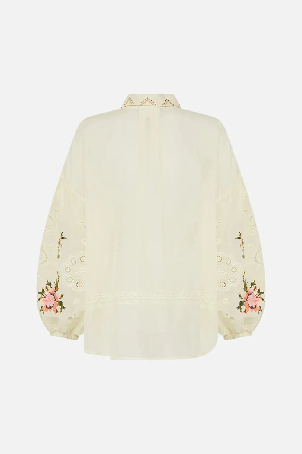 Camilla Embroidered Balloon Sleeve Shirt Blouse - In Honour Of Heirlooms