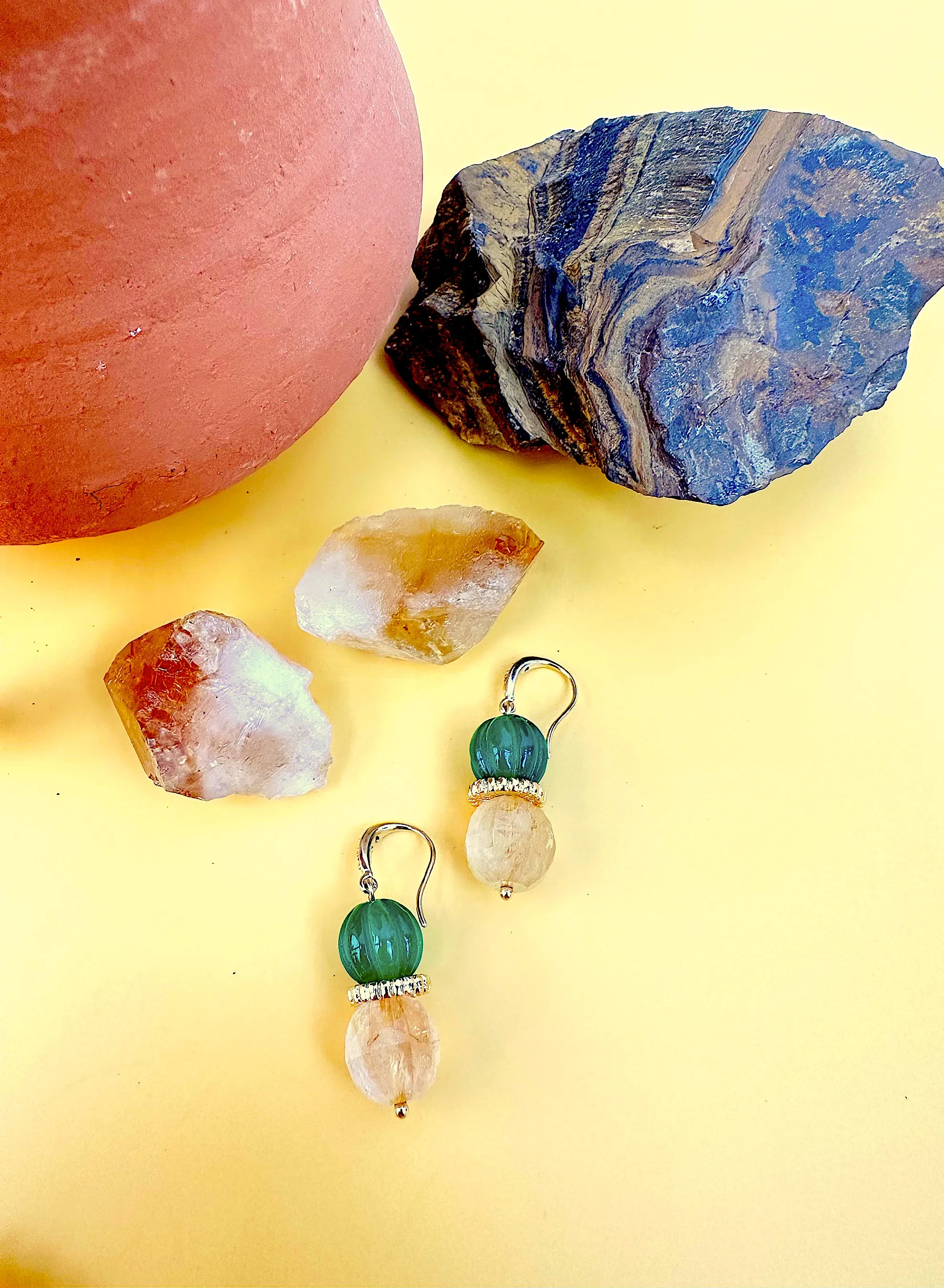 Citrine and Green Agate Earrings JE011