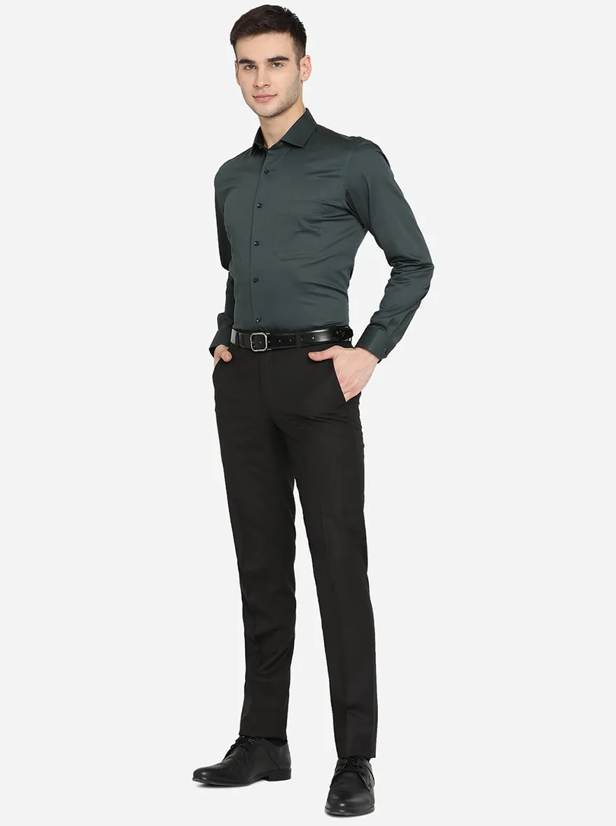 Coffee Brown Solid Slim Fit Formal Trouser | Metal