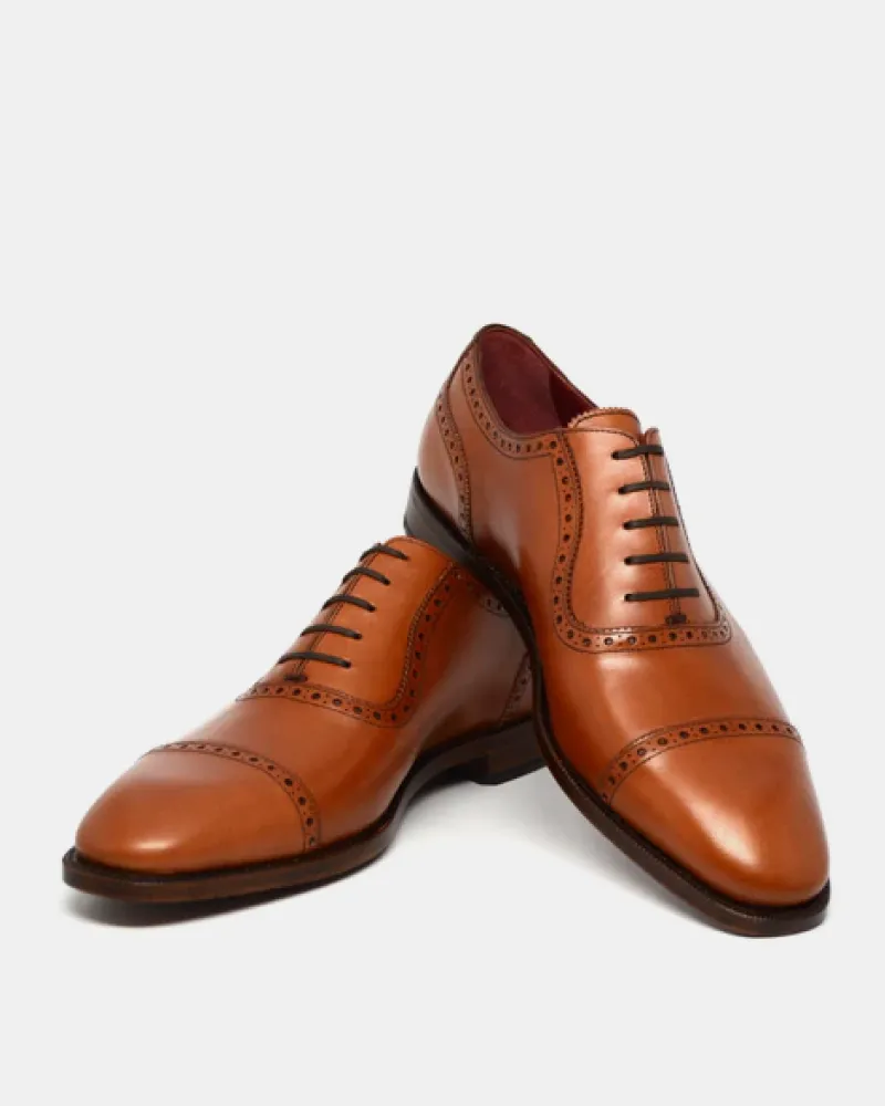 Cognac Calf Brogue Oxford Dress Shoe