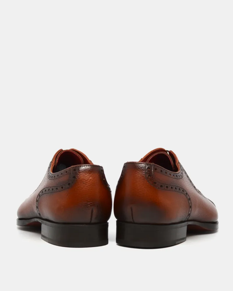 Cognac Grain Cap Toe Oxford Shoe