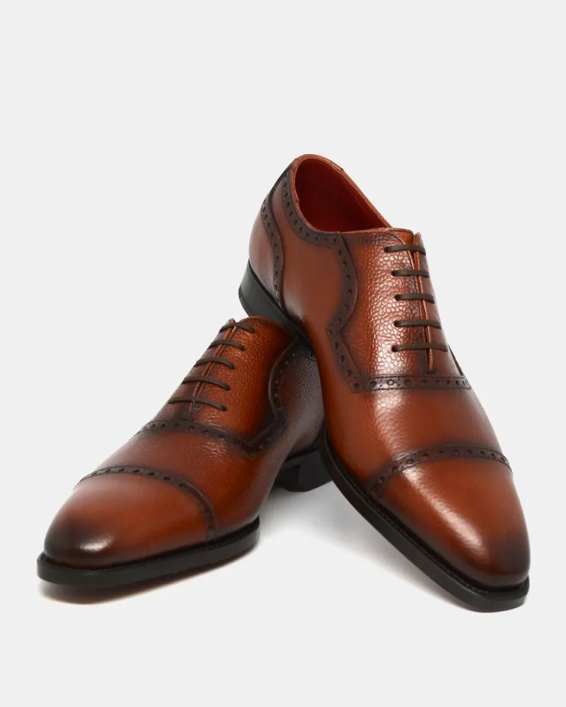 Cognac Grain Cap Toe Oxford Shoe