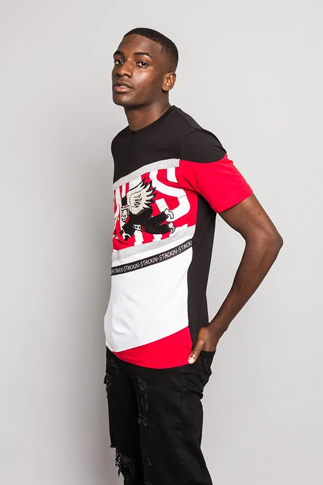 Color Blocked Embroidered Monopoly T-Shirt