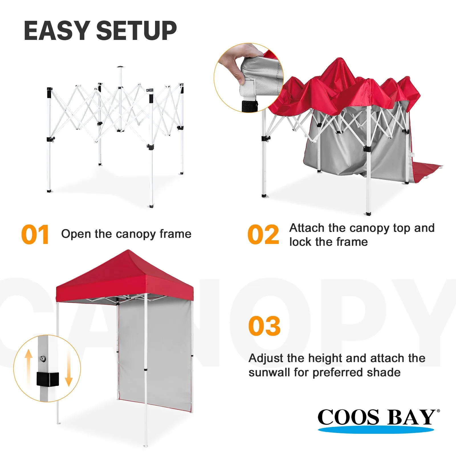 COOS BAY 5x5 Outdoor Portable Canopy Tent with One Removable Sunwall