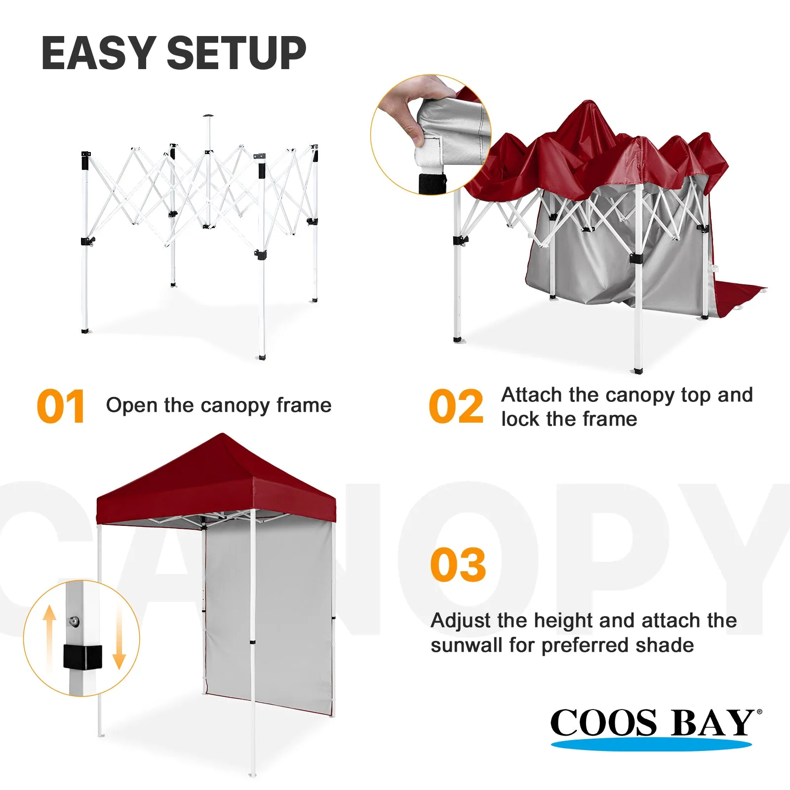 COOS BAY 5x5 Outdoor Portable Canopy Tent with One Removable Sunwall