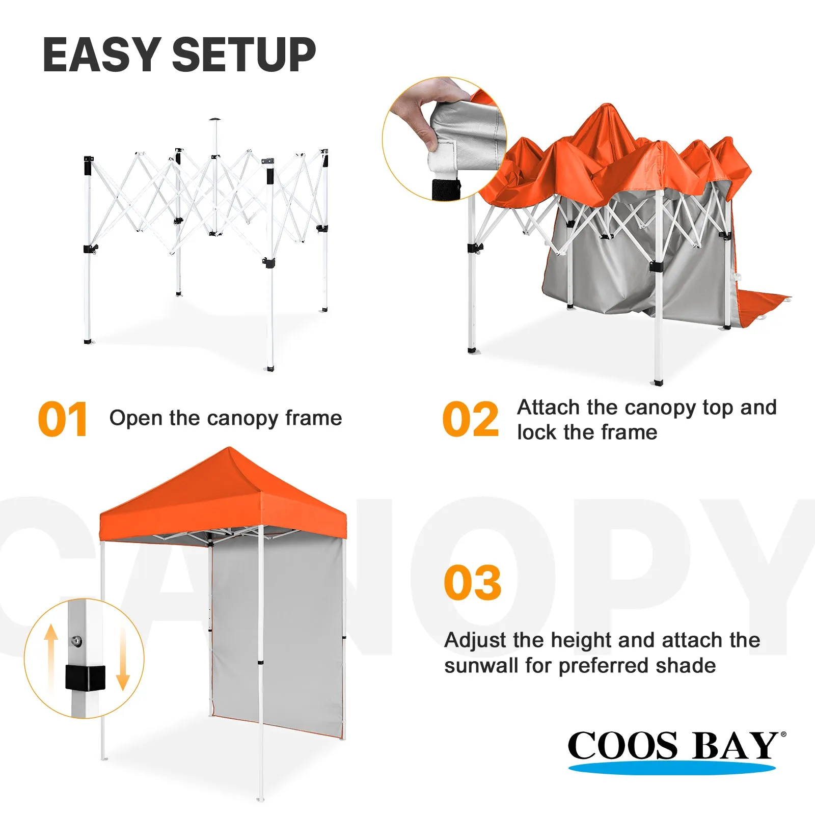 COOS BAY 5x5 Outdoor Portable Canopy Tent with One Removable Sunwall