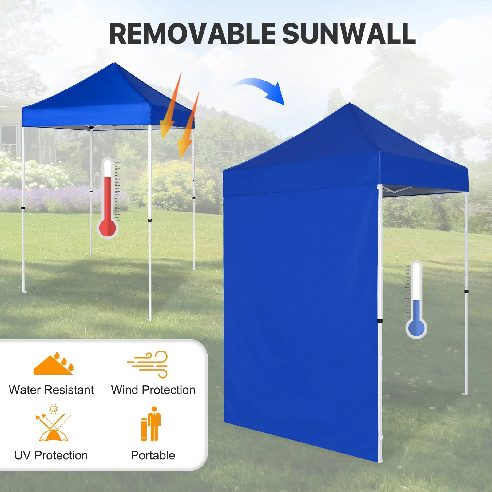 COOS BAY 5x5 Outdoor Portable Canopy Tent with One Removable Sunwall