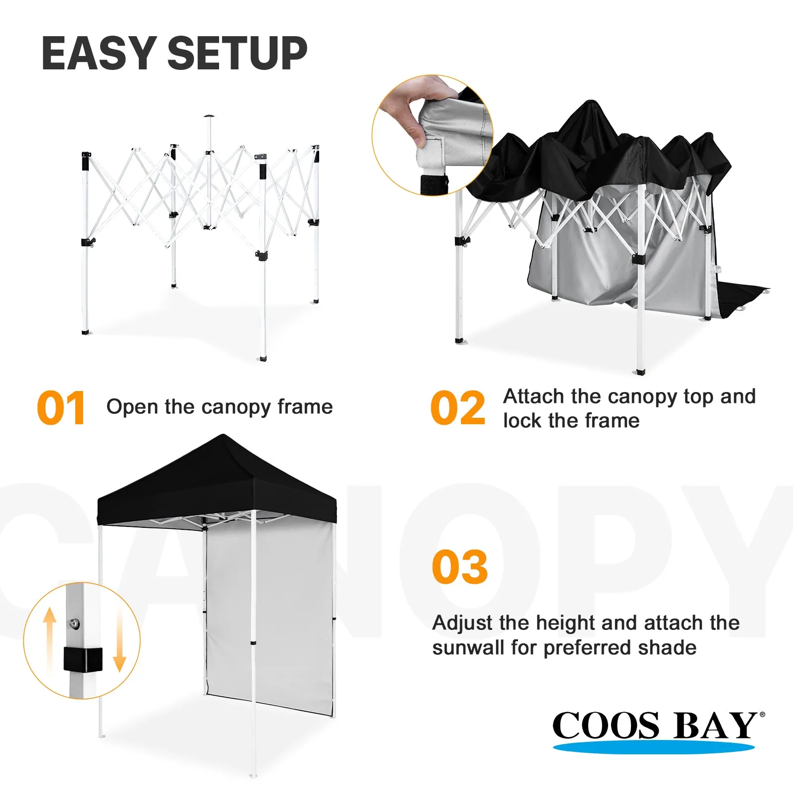 COOS BAY 5x5 Outdoor Portable Canopy Tent with One Removable Sunwall