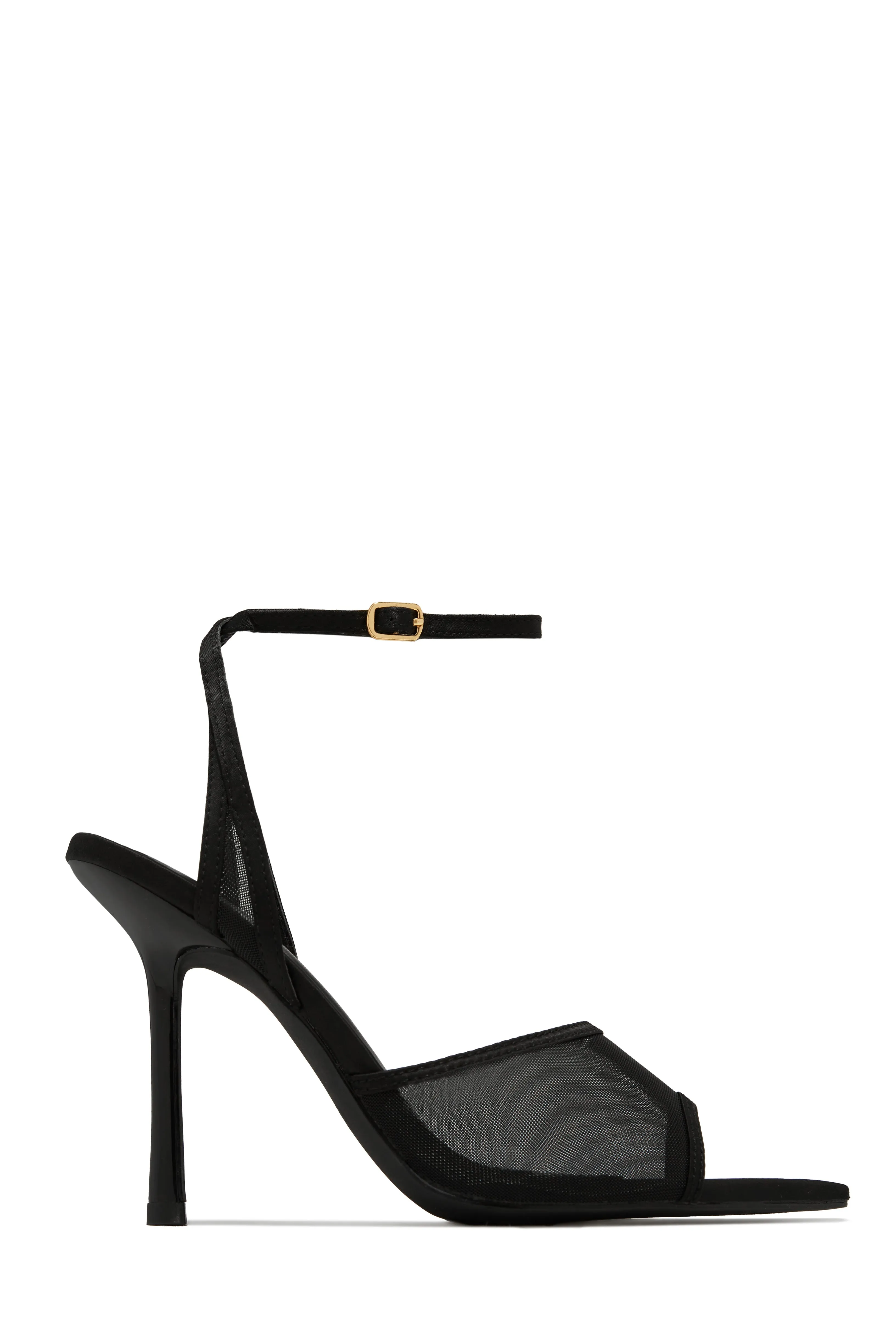 Cora Peep Toe High Heels - Black