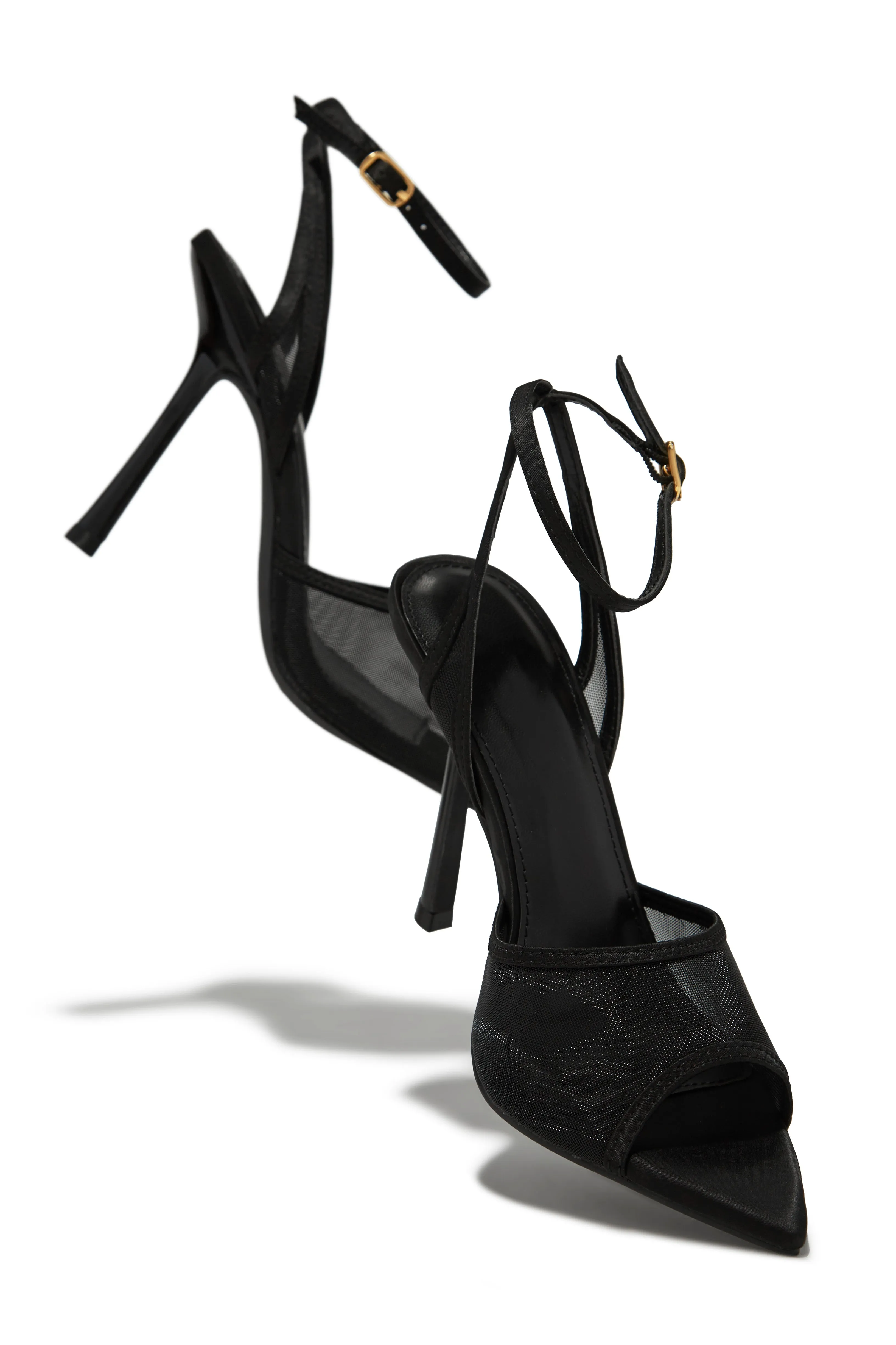 Cora Peep Toe High Heels - Black