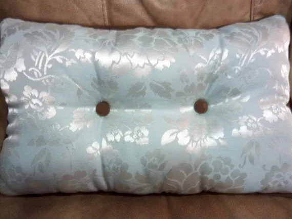 Damask Pillows set o f 3 in Light blue and brown, Pillow sets