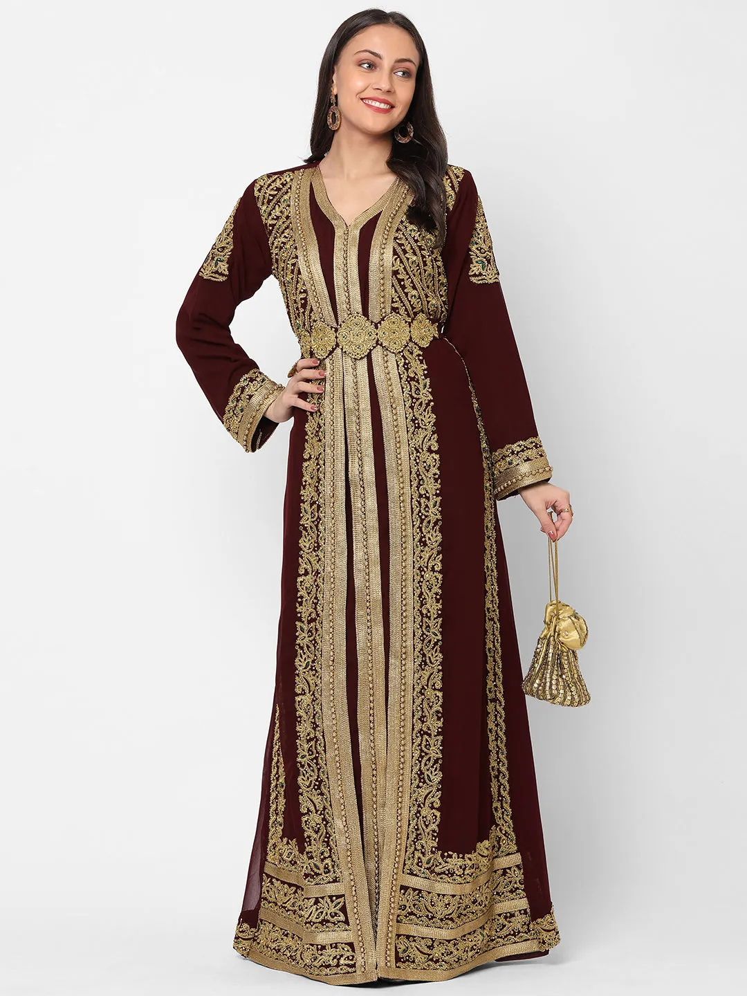 Djellaba Dress Hand Embroidered Gown