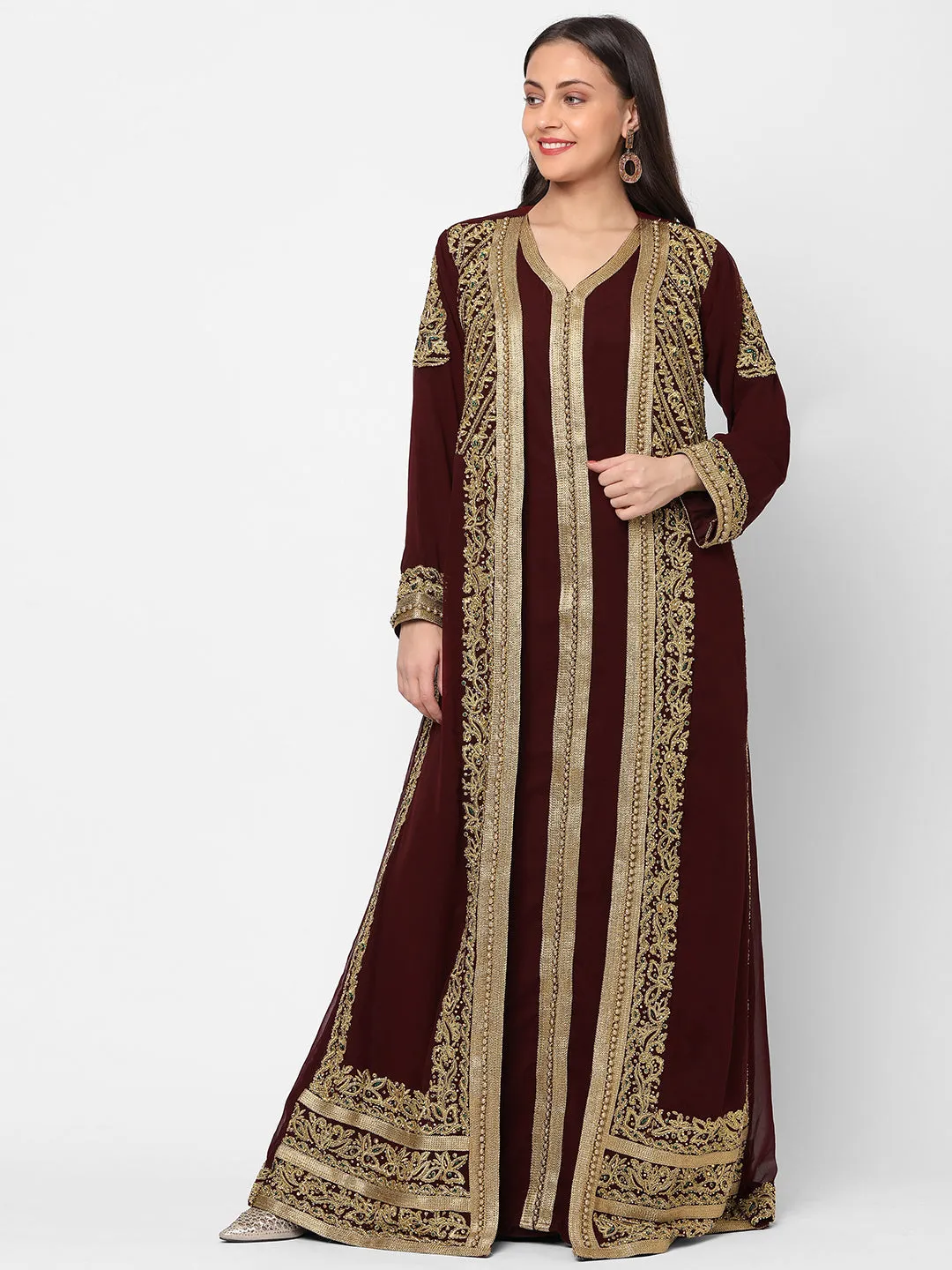 Djellaba Dress Hand Embroidered Gown