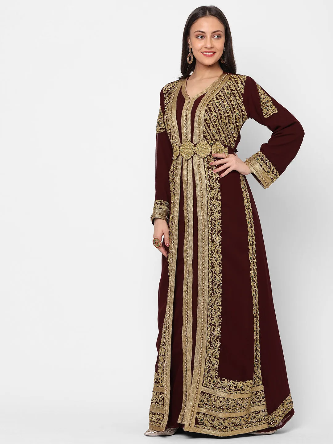 Djellaba Dress Hand Embroidered Gown