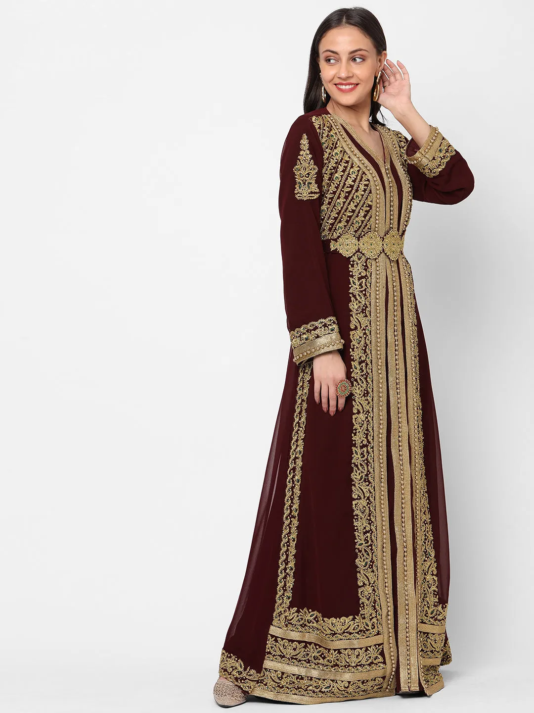 Djellaba Dress Hand Embroidered Gown