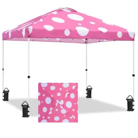 Eagle Peak SHADE GRAPHiX Easy Setup 10x10 Pop Up Canopy Tent (Pink Mushroom Top)