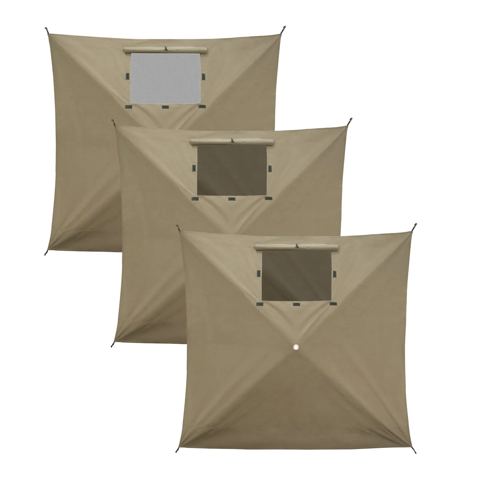 EAGLE PEAK Wind Screen Side Wall Panel with Window, Weather-Resistant, UV Protected and Waterproof, 3 Pack, Beige/Green