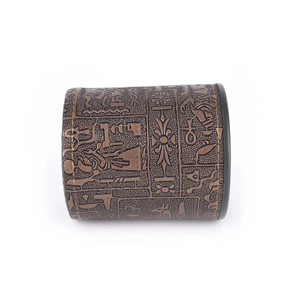 Egyptian pattern Brown Leather Rune Dice Cup