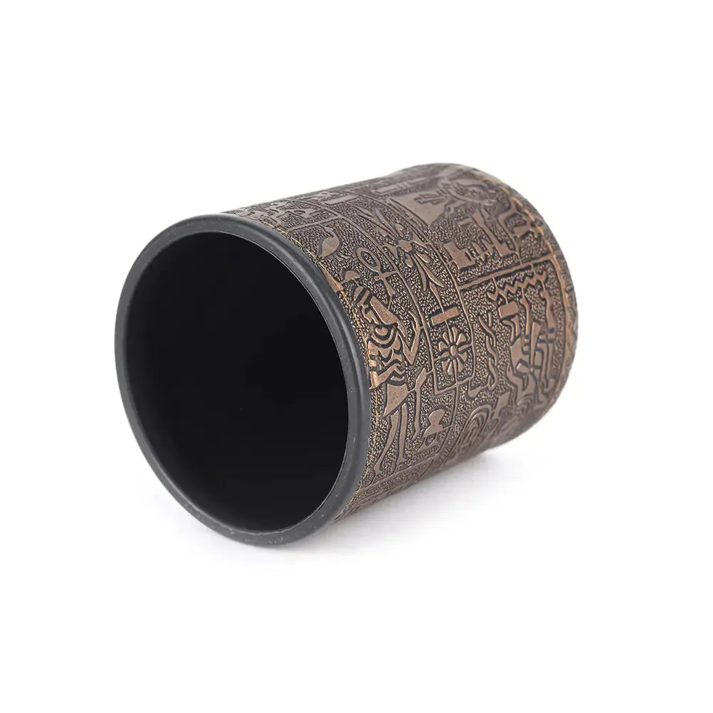 Egyptian pattern Brown Leather Rune Dice Cup