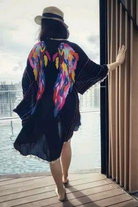 EMBROIDERED ANGLE WINGS KIMONO BILA