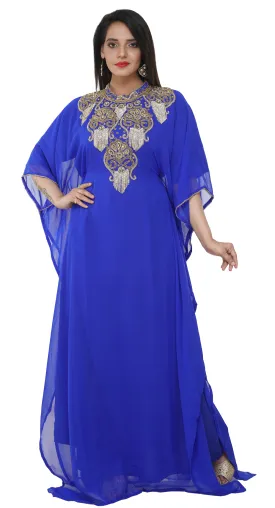 Embroidered Caftan Cocktail Party Gown