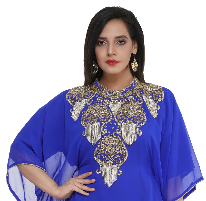 Embroidered Caftan Cocktail Party Gown