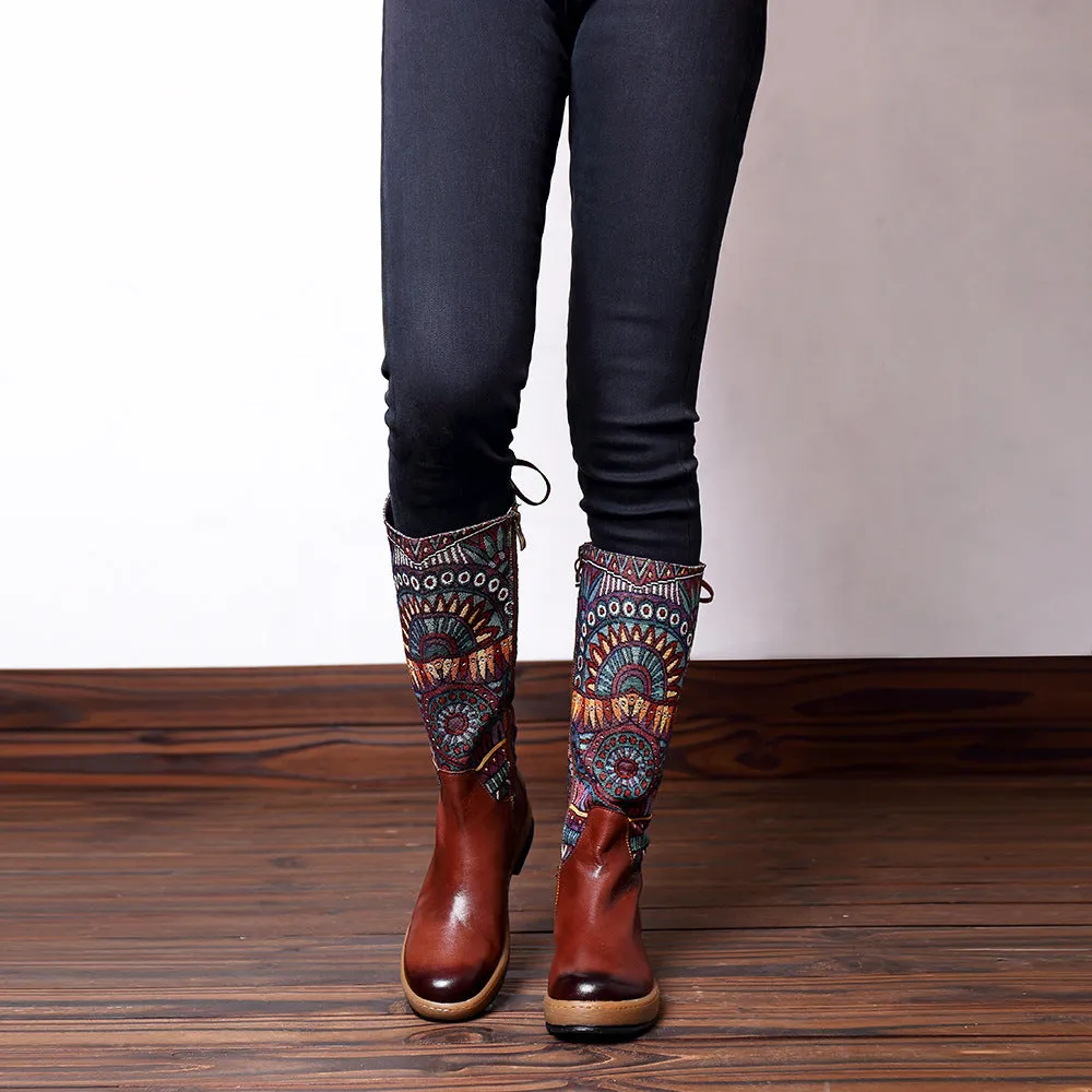 Exclusive Fashion Handmade Leather Exotic Vintage Women's Boots 36-42