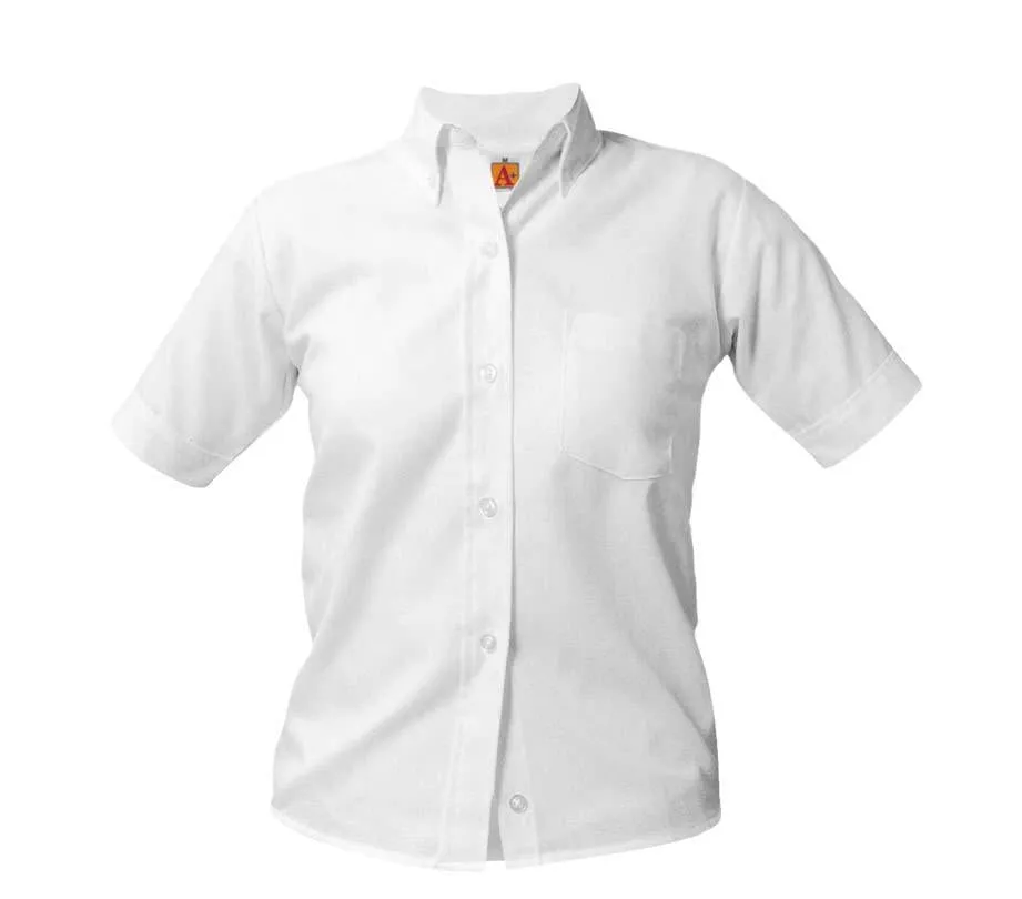 Girls Short Sleeve Oxford Blouse - Amani - White