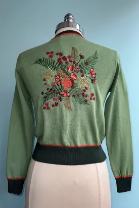 Green Hedgerow Embroidered Vera Cardigan by Palava