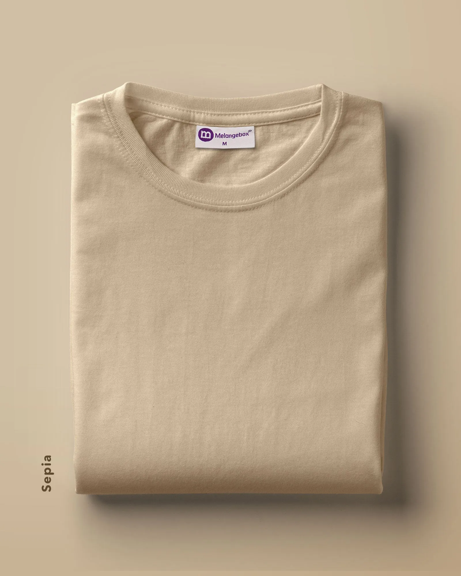 Half Sleeves Crew Neck: Sepia