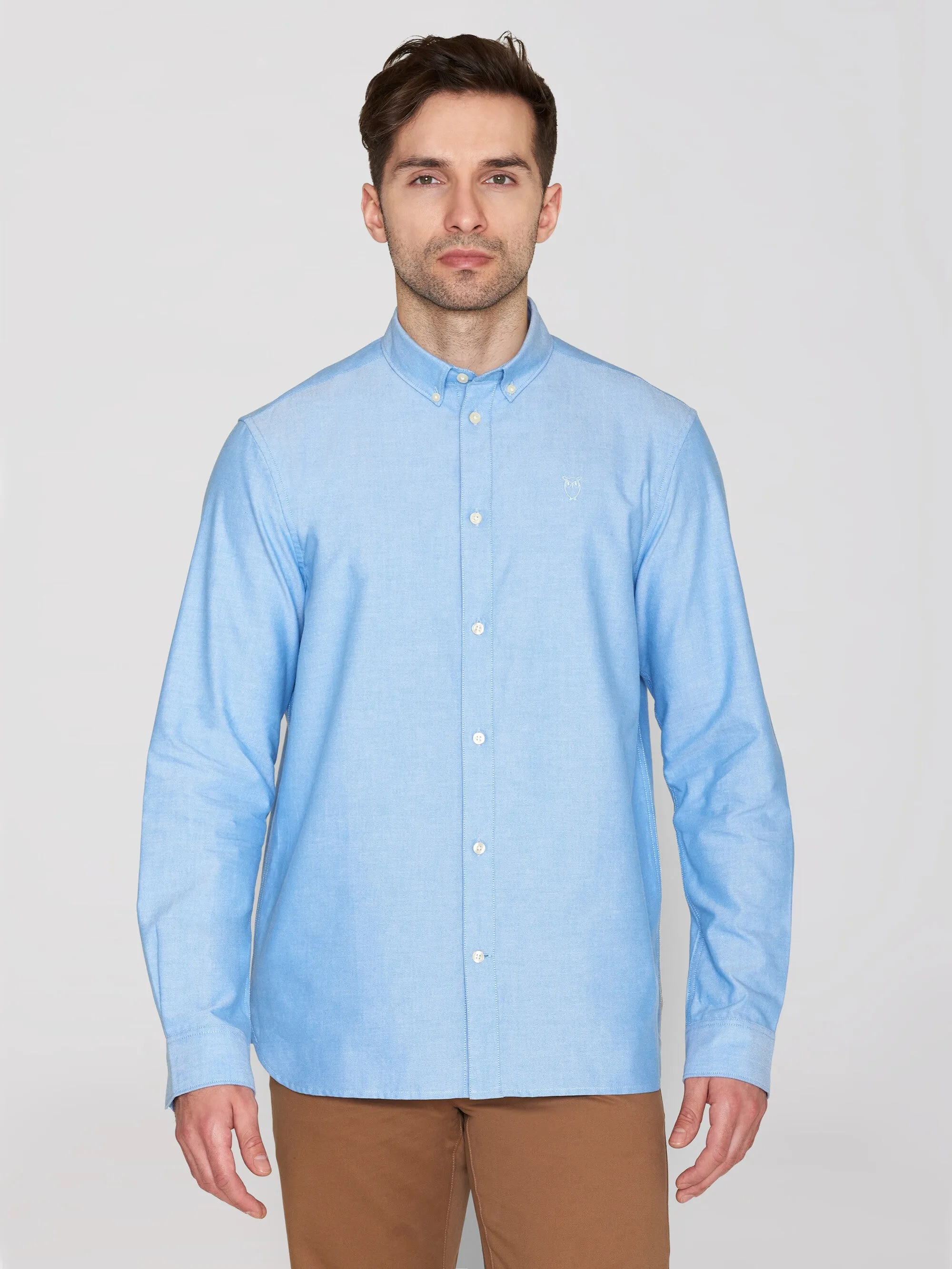 HARALD small owl oxford regular fit shirt - GOTS/Vegan - Lapis Blue