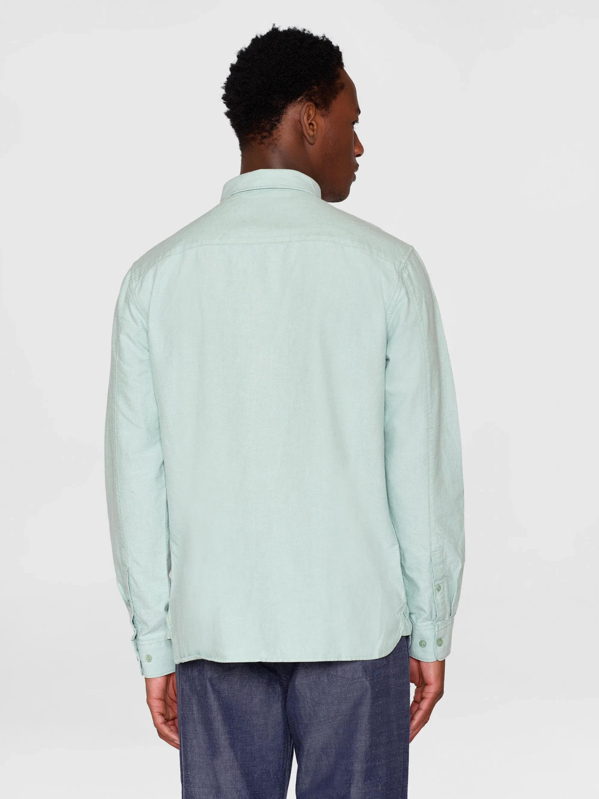 HARALD small owl oxford regular fit shirt - GOTS/Vegan - Shale Green