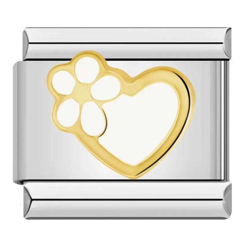 Heart and Flower, White and Gold, on Silver