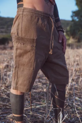 Hemp Short Pants ⫸ Herbal Dye Walnut Bark ⫸ Hemp Cotton