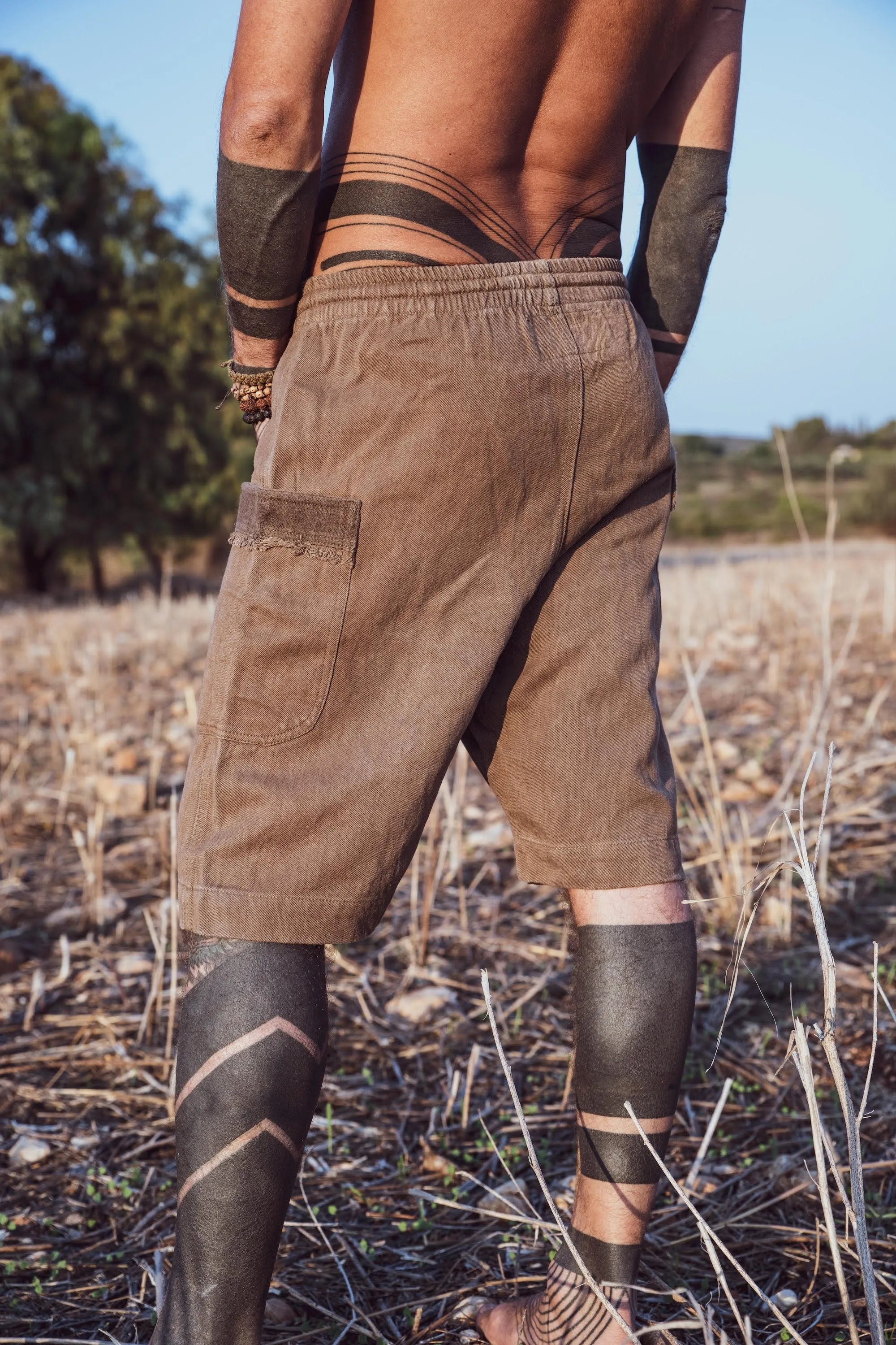 Hemp Short Pants ⫸ Herbal Dye Walnut Bark ⫸ Hemp Cotton