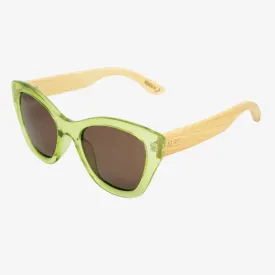 Hepburn Sunglasses Green Frame Wood Arms