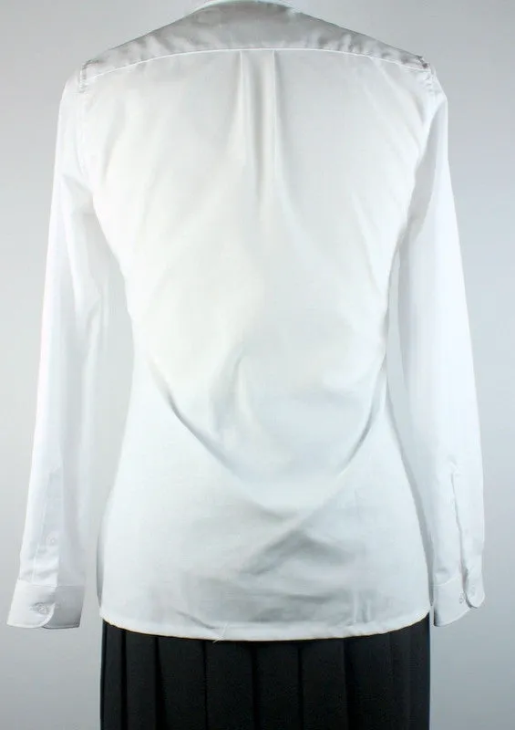 H.S. White Oxford Blouse-Straight Hem