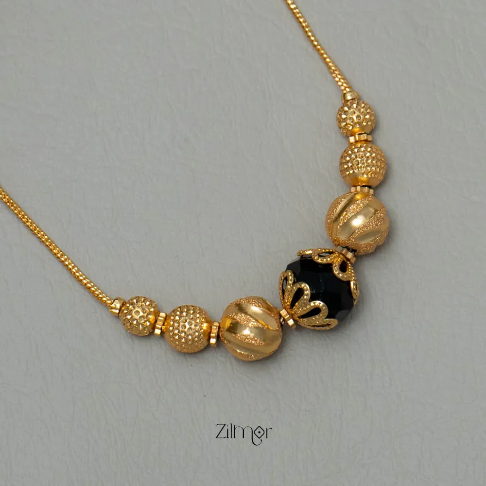 KY101911 - Black Beaded Daily Wear Simple Necklace