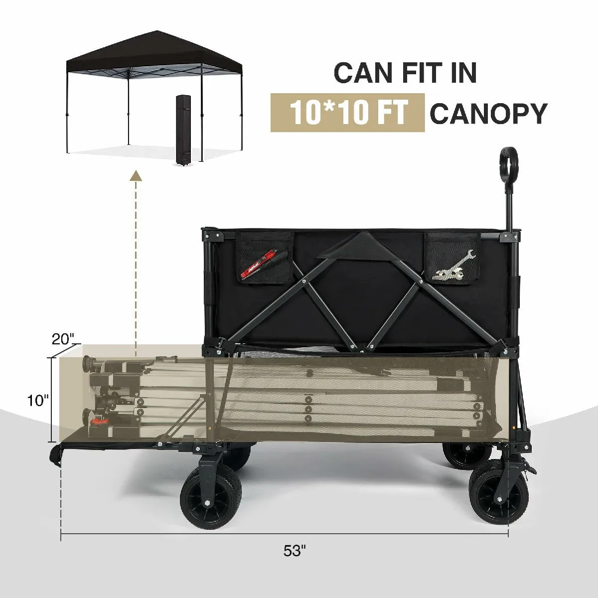 Large Collapsible Double Decker Wagon, 450lbs Heavy Duty