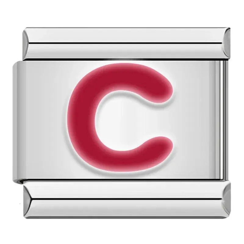 Letter C in Red, on Silver