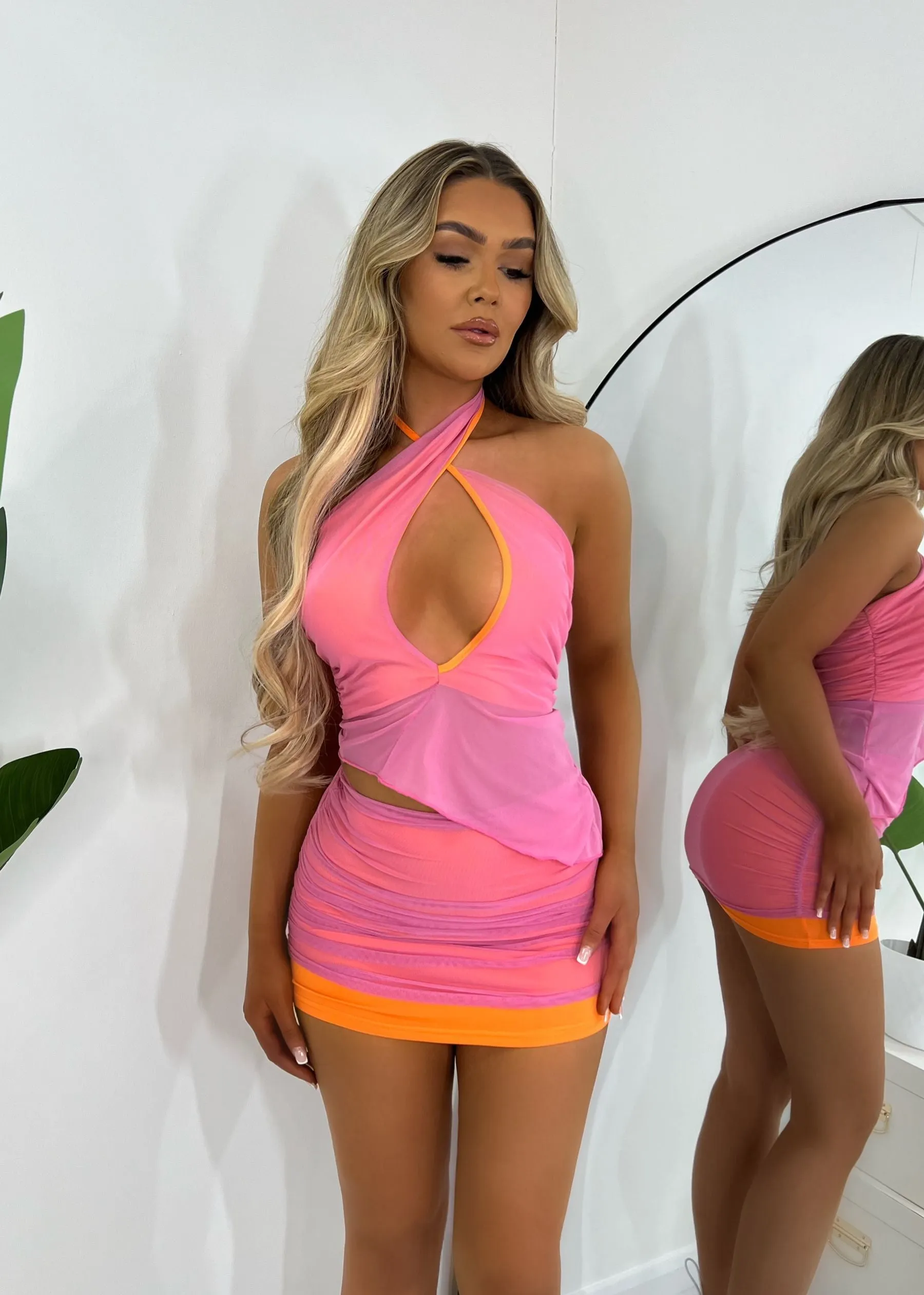 Little Liar Two Piece - Pink/Orange