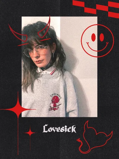 Lovesick Hot Stuff Devil Embroidered Crewneck Sweatshirt