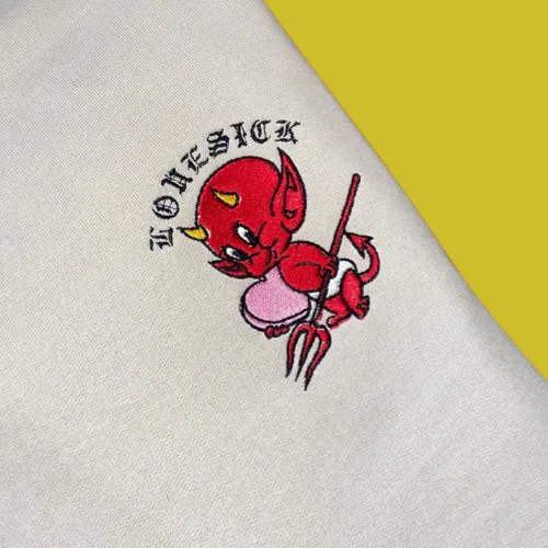 Lovesick Hot Stuff Devil Embroidered Crewneck Sweatshirt