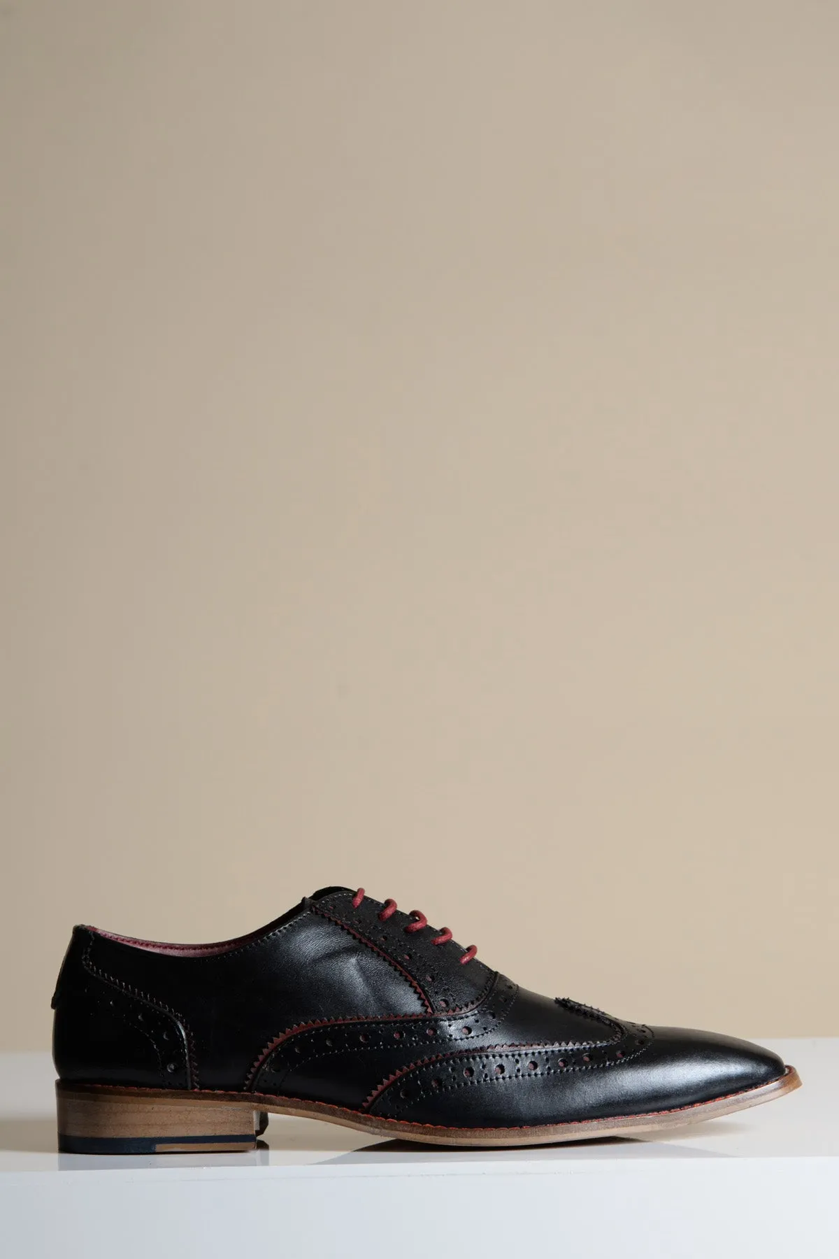 MARCO - Black Bordeaux Leather Wingtip Oxford Shoe